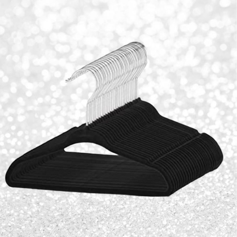 Set of 30 Junior Size Black Velvet Hangers